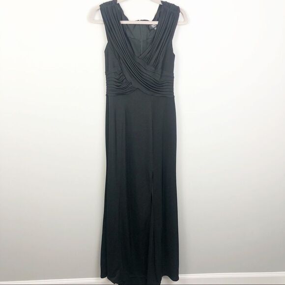 TADASHI | Cross Front Full Length Black Evening Dress Women’s Small - Picture 1 of 8